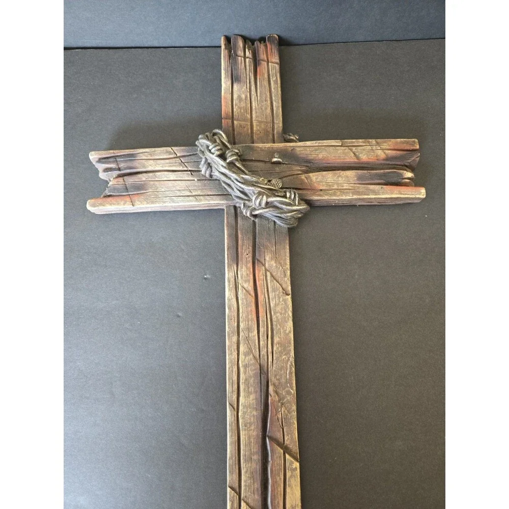JESUS Barbed Wire Religious Lifelike Cross 20x12 weighted Wall Plaque Resin